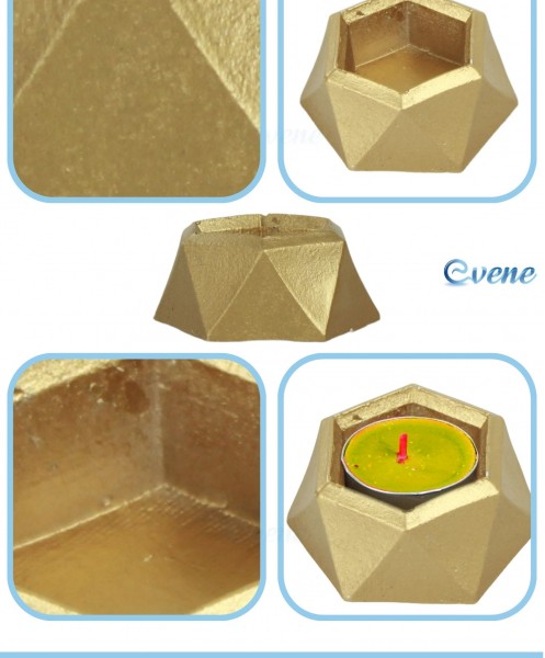 Altın Mumluk Şamdan 3 Adet Tealight Uyumlu Poly 2 Küçük Model